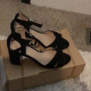 Simply Be Black Heels with Block Heel and Ankle Strap